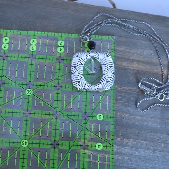 Brighton Jazz Age Pendant Necklace Two Strand Chain Crystal Silver 18" Retired - Picture 4 of 5